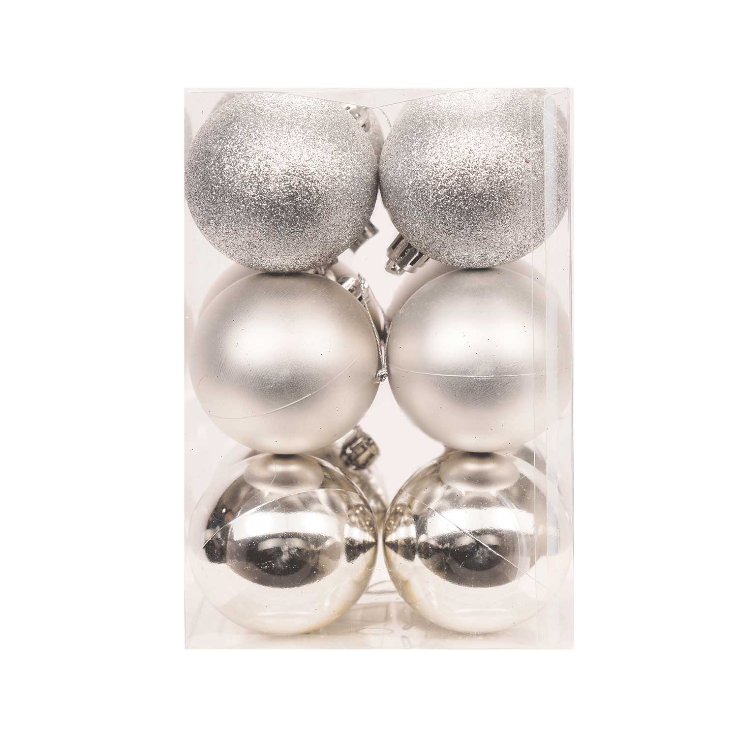12 Piece Classic Christmas Baubles – 6cm Matte, Glossy & Glitter Ornaments