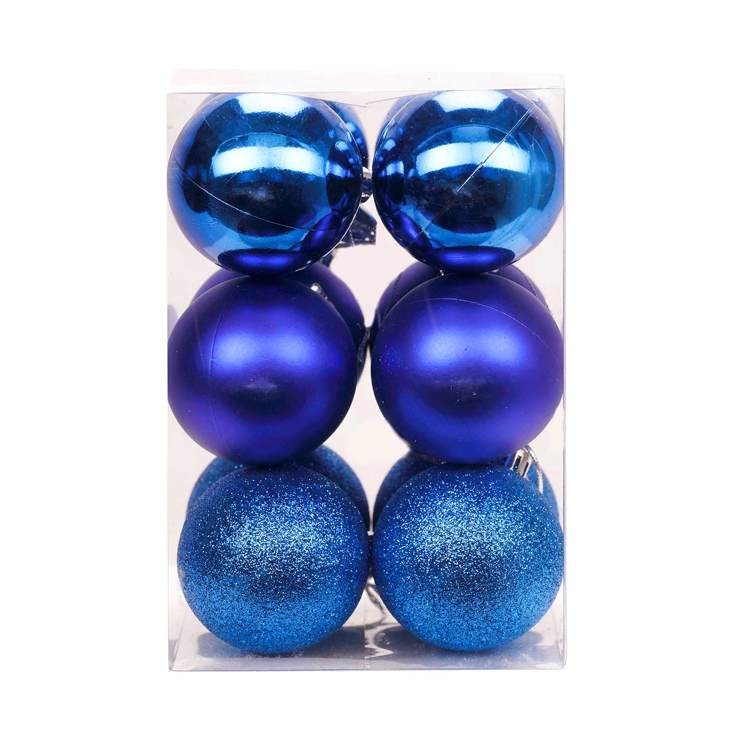 12 Piece Classic Christmas Baubles – 6cm Matte, Glossy & Glitter Ornaments