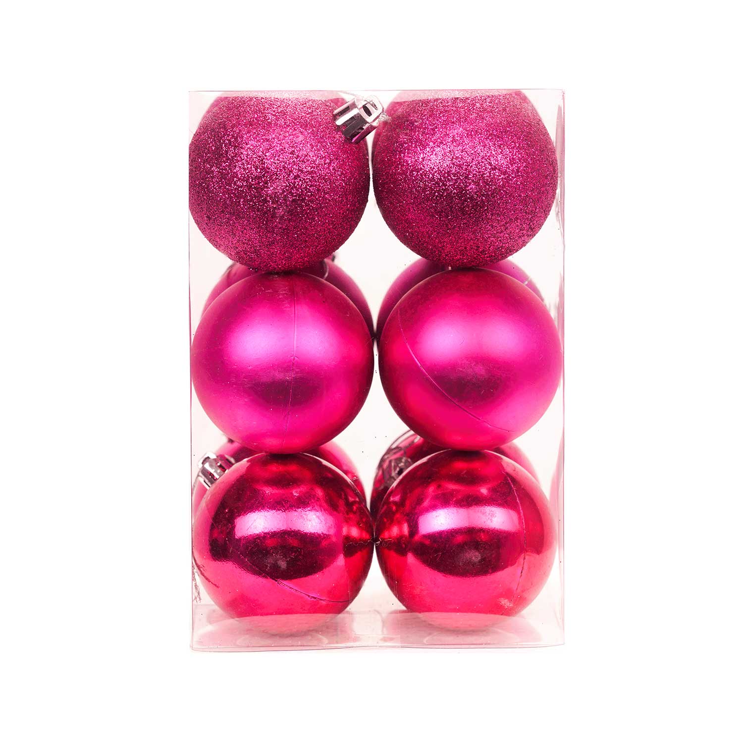 12 Piece Classic Christmas Baubles – 6cm Matte, Glossy & Glitter Ornaments