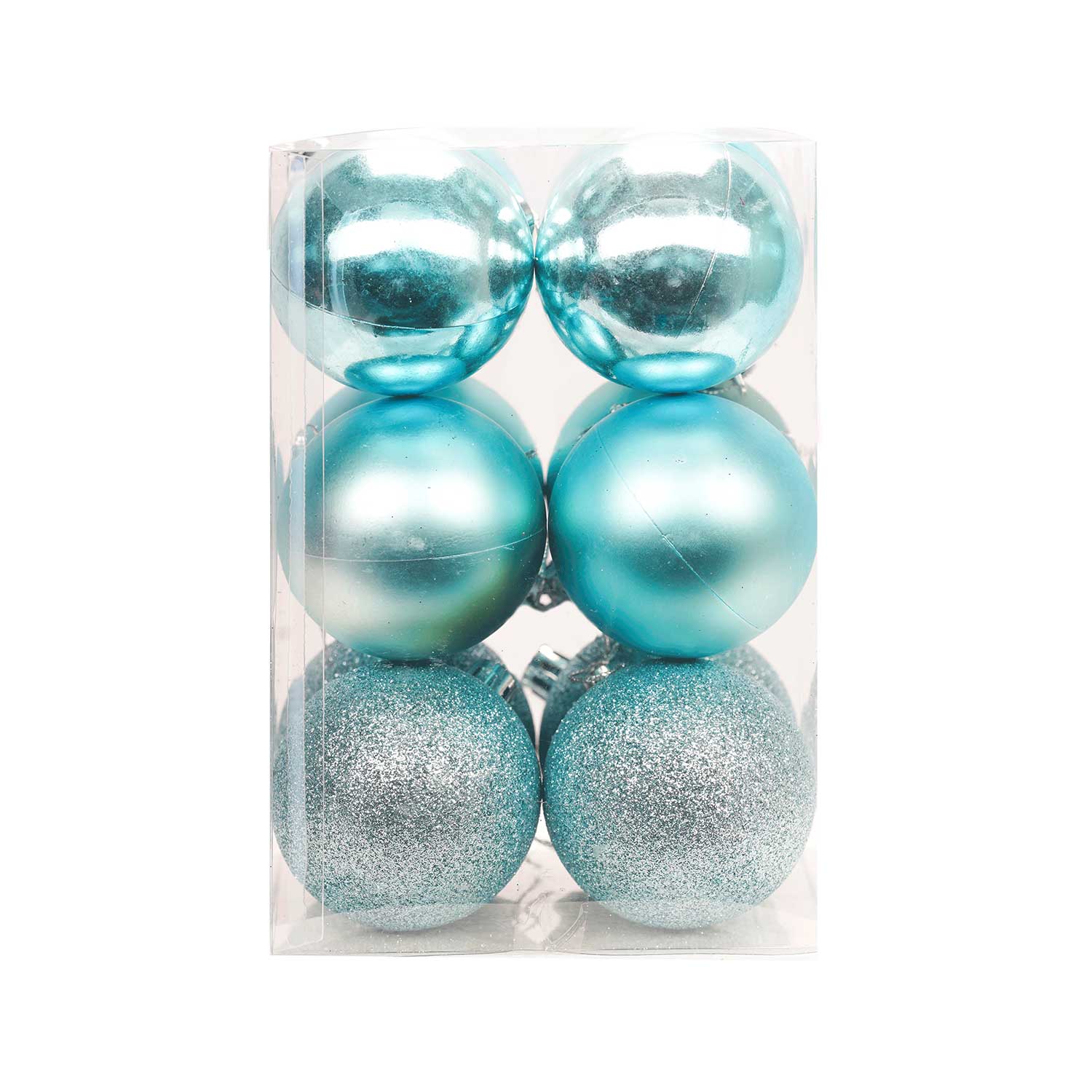 12 Piece Classic Christmas Baubles – 6cm Matte, Glossy & Glitter Ornaments
