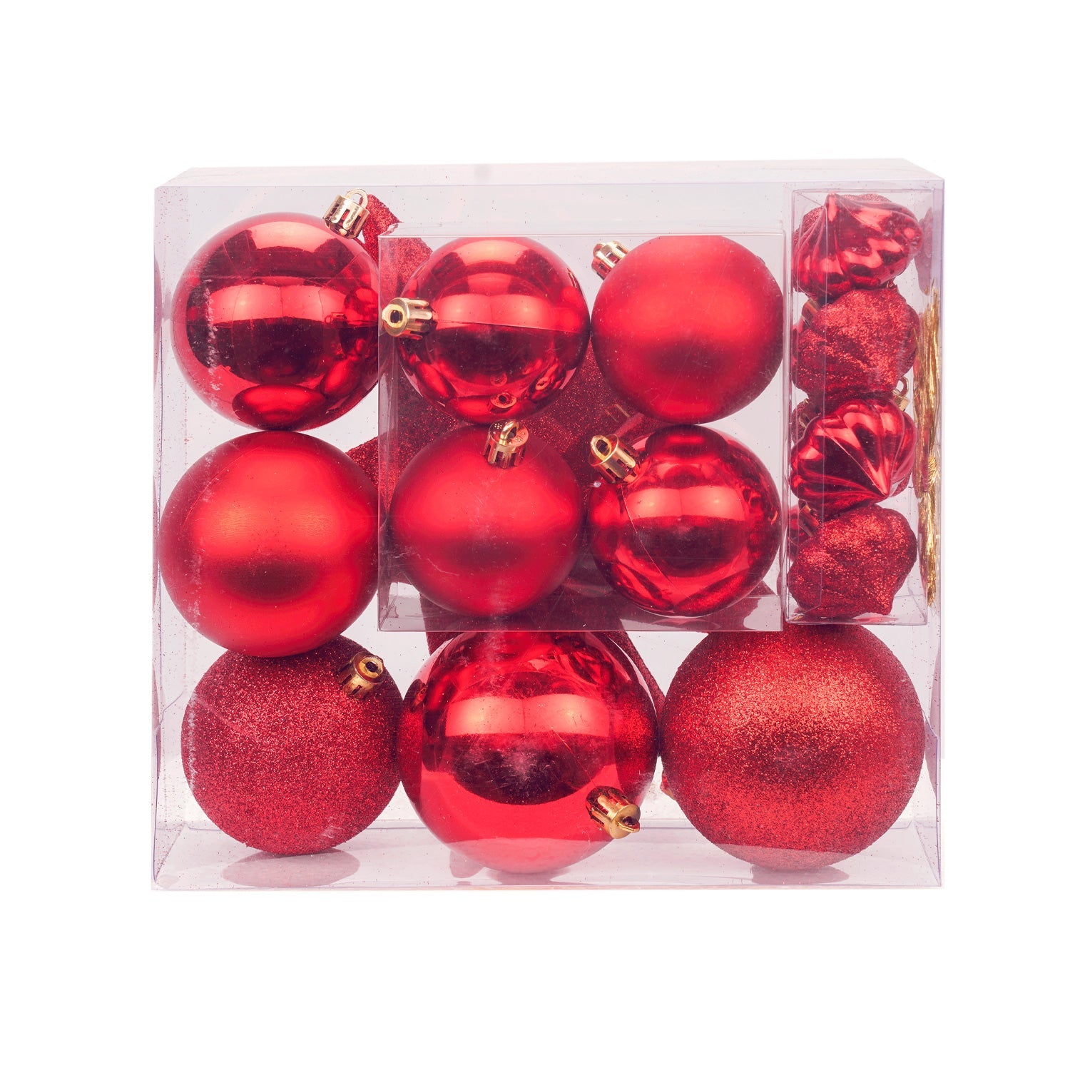 18-Piece Assorted Red Christmas Ornaments – Festive Tree Decorations
