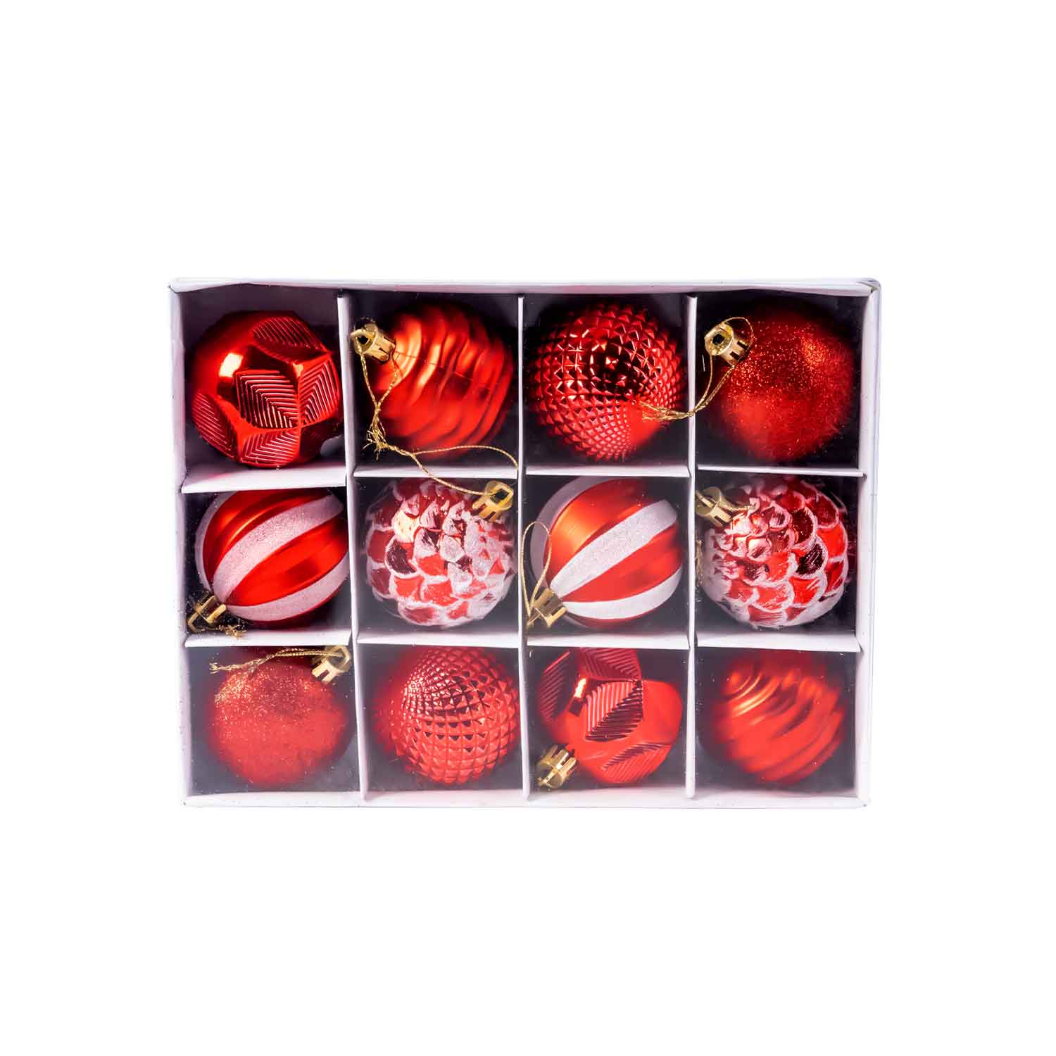 12 Piece Christmas Tree Baubles – 6cm Decorative Ornaments
