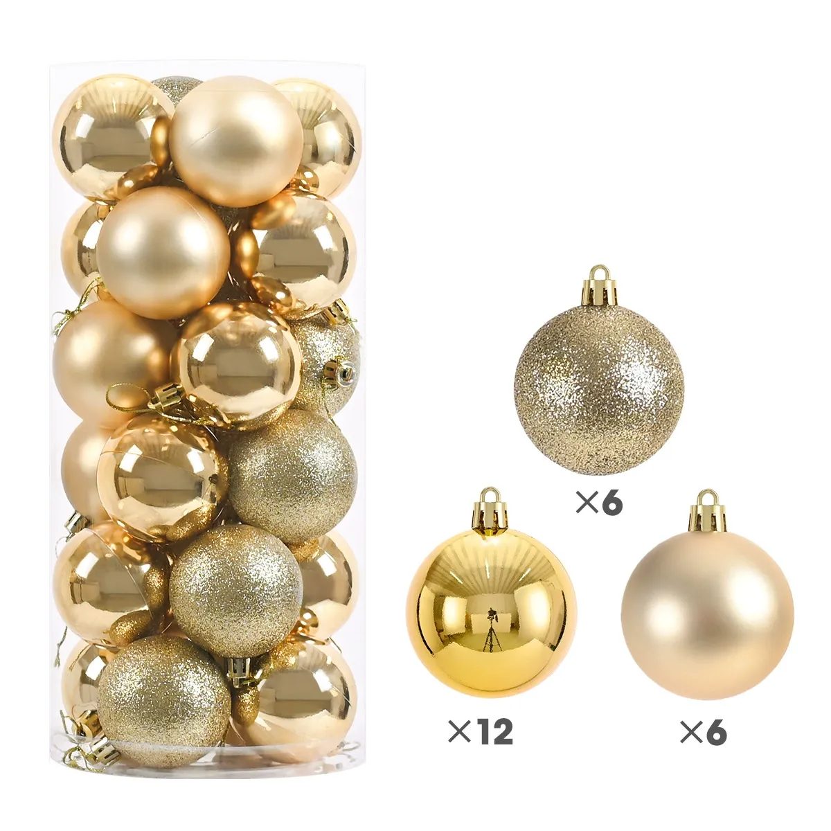 24 Piece Christmas Baubles – 8cm Ornaments