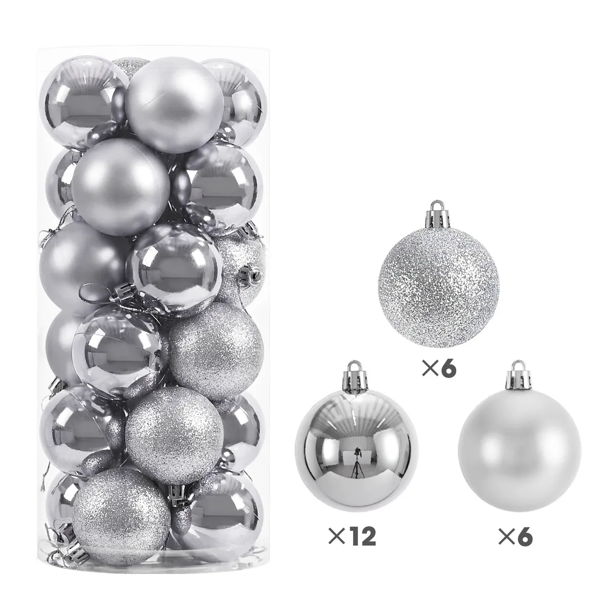 24 Piece Christmas Baubles – 8cm Ornaments
