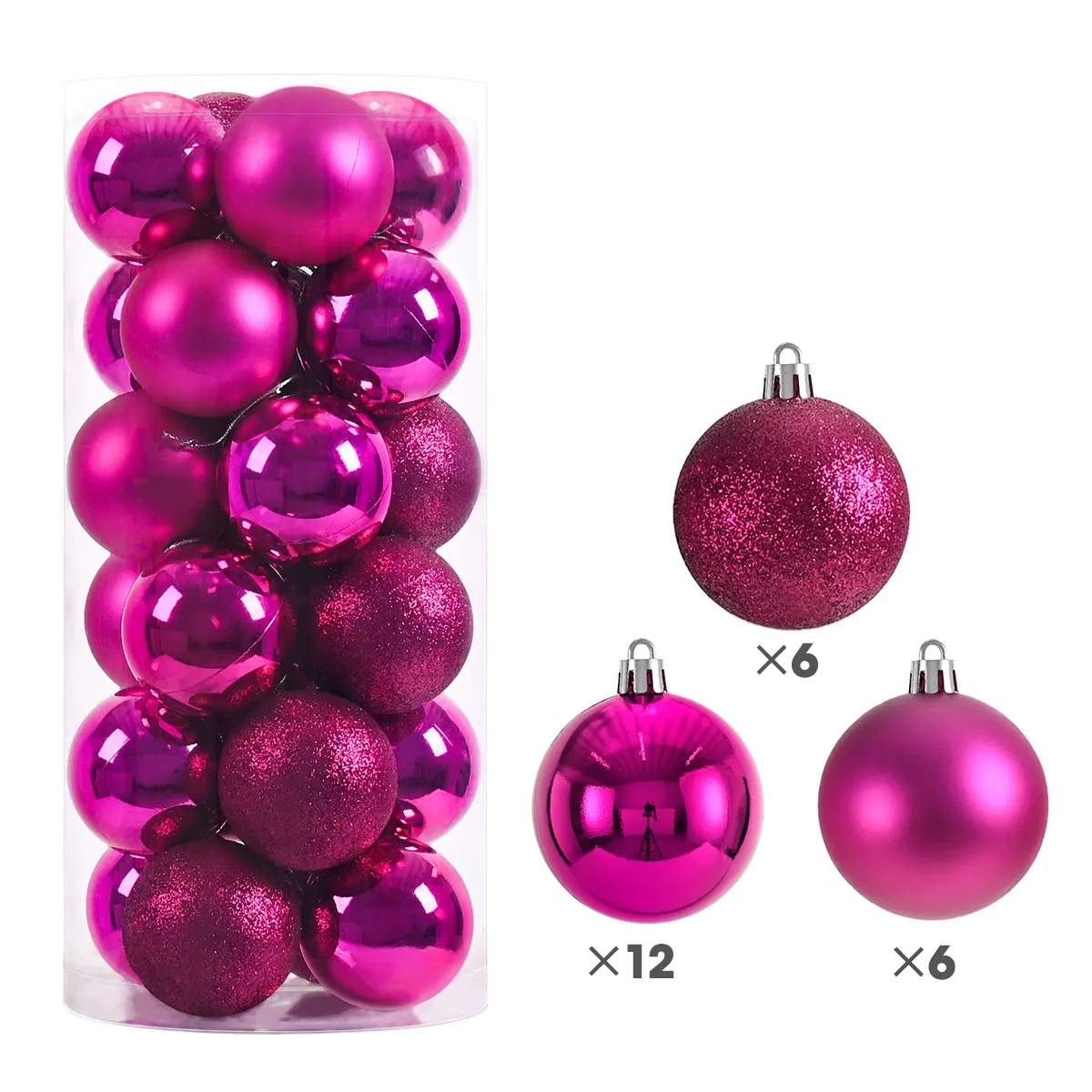 24 Piece Christmas Baubles – 8cm Ornaments