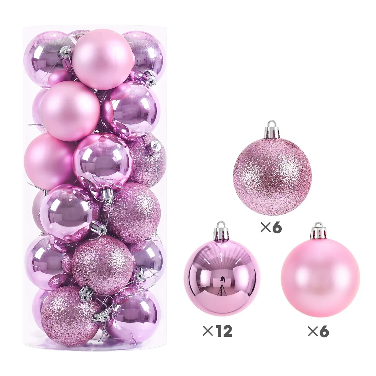 24 Piece Christmas Baubles – 8cm Ornaments