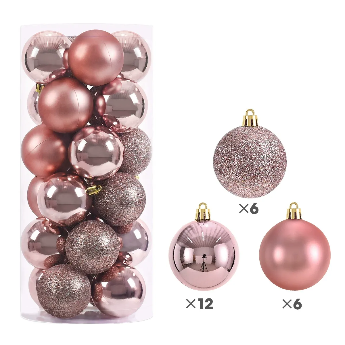 24 Piece Christmas Baubles – 8cm Ornaments