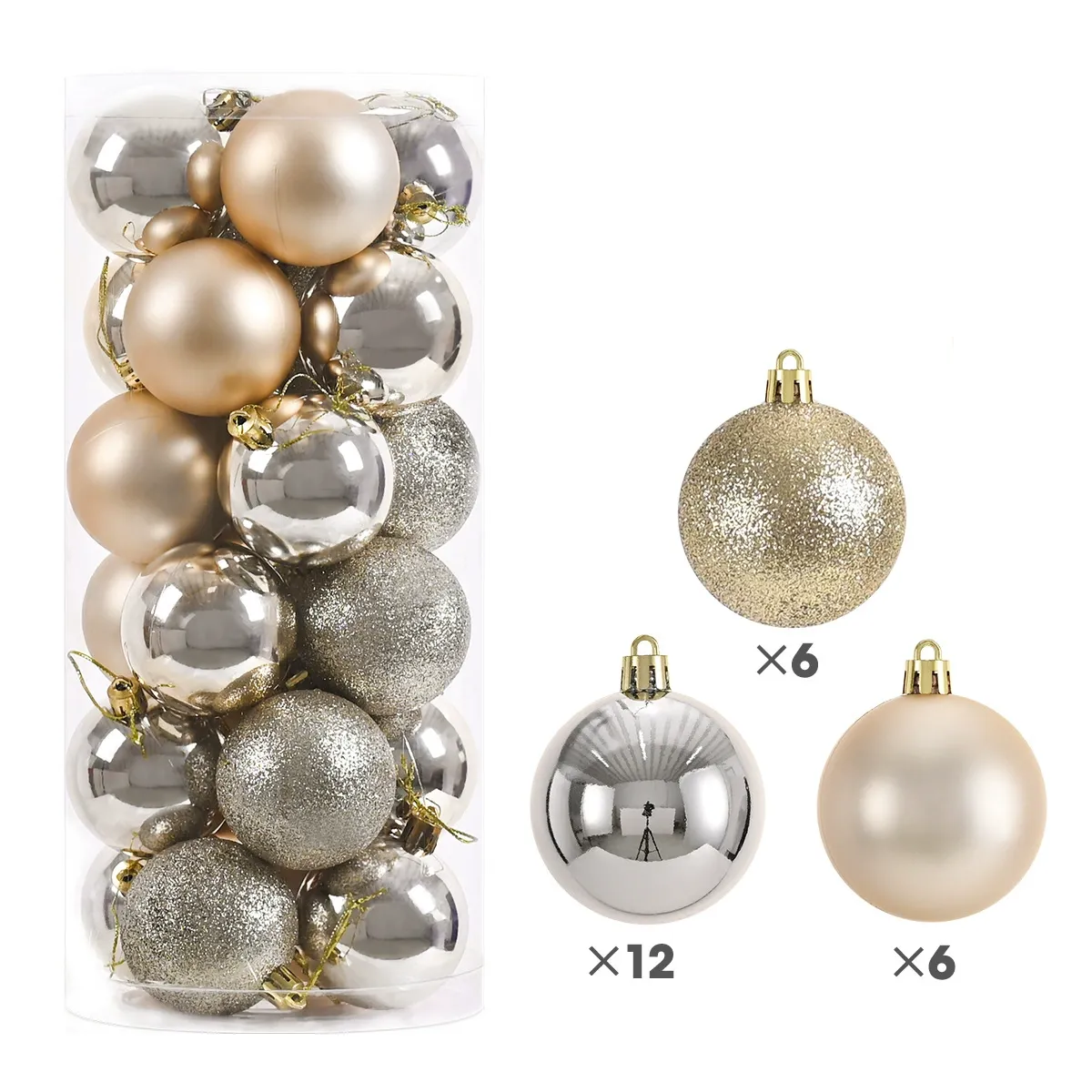 24 Piece Christmas Baubles – 8cm Ornaments