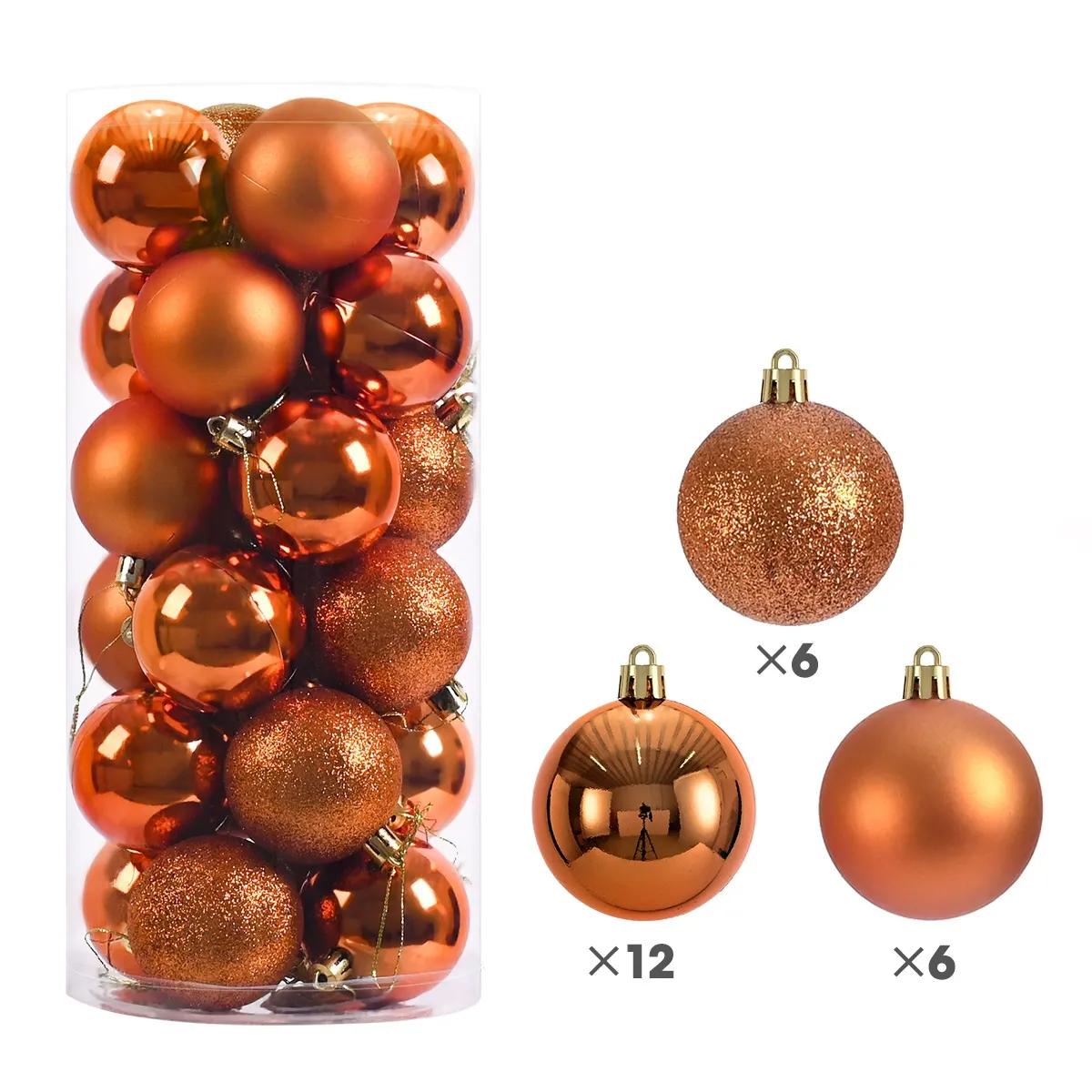 24 Piece Christmas Baubles – 8cm Ornaments