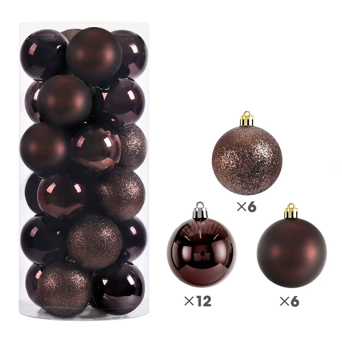 24 Piece Christmas Baubles – 8cm Ornaments