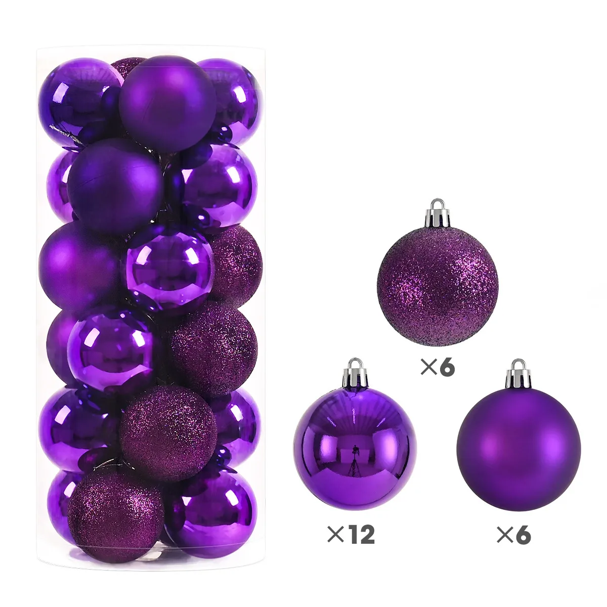 24 Piece Christmas Baubles – 8cm Ornaments