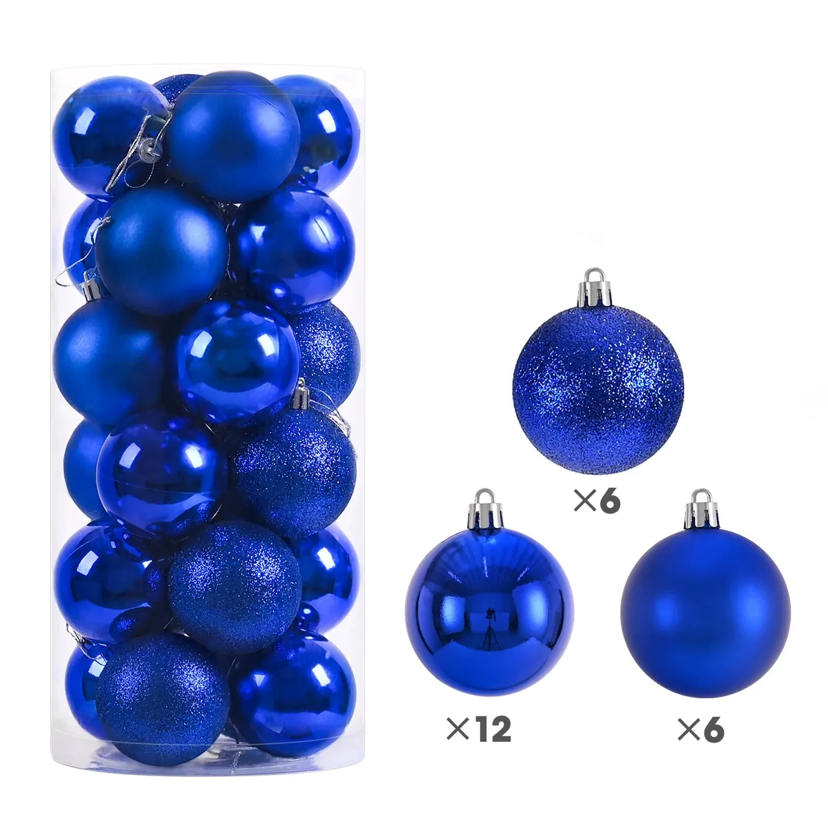 24 Piece Christmas Baubles – 8cm Ornaments