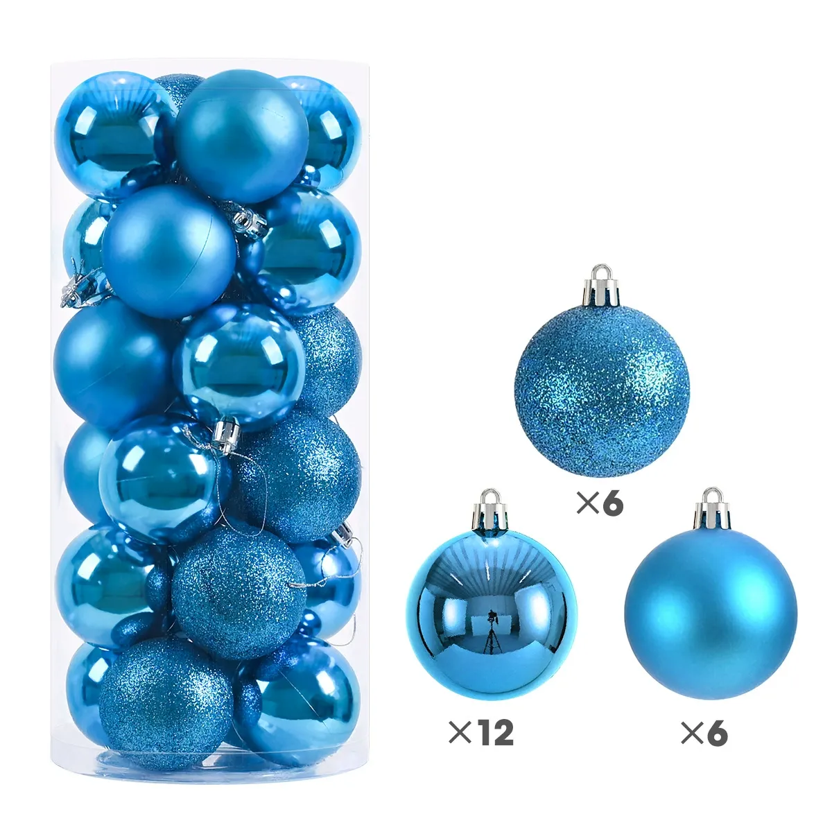 24 Piece Christmas Baubles – 8cm Ornaments