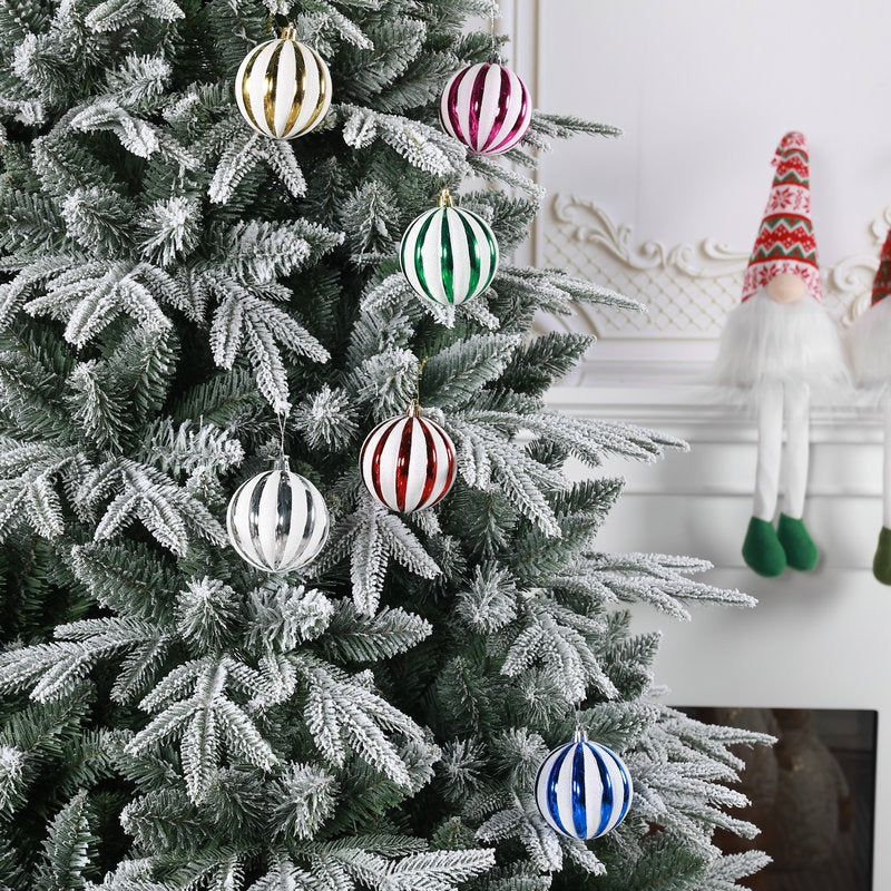 Set of Decorative Stripe Christmas Baubles – Assorted Colors, 6cm Ornaments