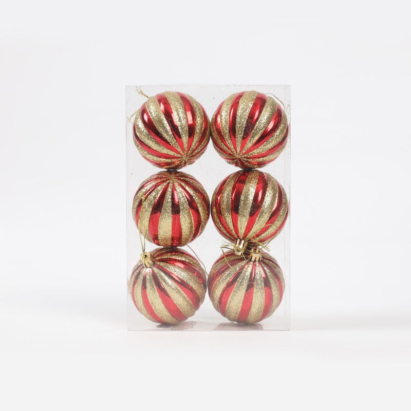Set of Decorative Stripe Christmas Baubles – Assorted Colors, 6cm Ornaments
